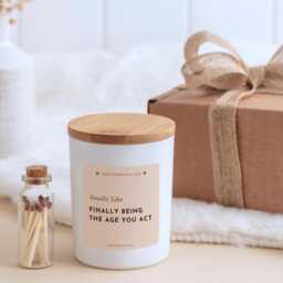 Smells Like Finally Being The Age You Act Funny Birthday Candle Gift For Him Her - thumbnail 1
