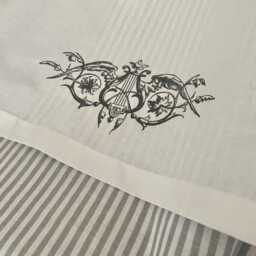 Curtain Roman Blind Striped Grey Beige White Country House Shabby Chic - thumbnail 3