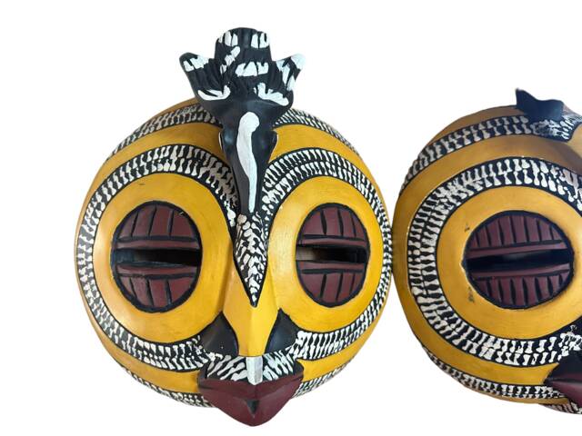 Hand Carved African Bird Mask - Sese Wood Wall Decor - image 1