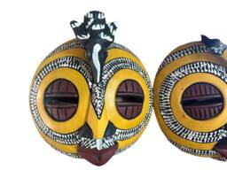 Hand Carved African Bird Mask - Sese Wood Wall Decor - thumbnail 1