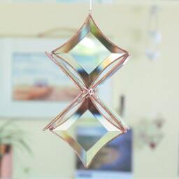 stained Glass Snowflake Suncatcher Sculptural Clear & Copper Toned Flower Ornament - thumbnail 3