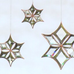 stained Glass Snowflake Suncatcher Sculptural Clear & Copper Toned Flower Ornament - thumbnail 4