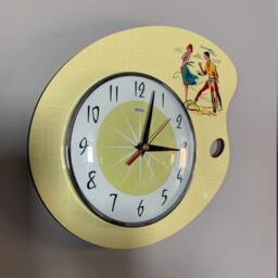 Mid-Century Atomic Wall Clock Light Lemon Bike Lovers, Royale Formica Lucite - thumbnail 2