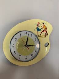 Mid-Century Atomic Wall Clock Light Lemon Bike Lovers, Royale Formica Lucite - thumbnail 1