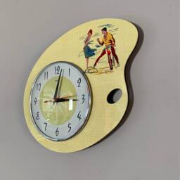Mid-Century Atomic Wall Clock Light Lemon Bike Lovers, Royale Formica Lucite - thumbnail 3