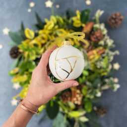 Kintsugi Ornament, White Ceramic Bauble Plated With Gold - thumbnail 3