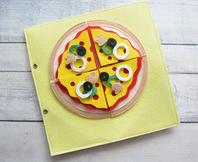 Montessori Felt Pizza Quiet Book Page Sensory Travel Toy - image 1