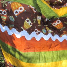 Owl Baby Crib Quilt, Woodland Cotton Blanket - 35x42 - thumbnail 3