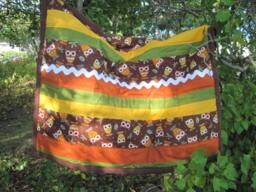Owl Baby Crib Quilt, Woodland Cotton Blanket - 35x42