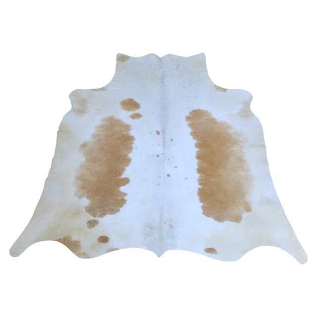Elegant Medium Brown/White Cowhide Rug - Plush Hair-On Leather For Modern Interiors - image 1