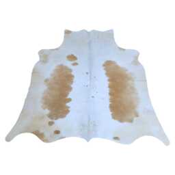 Elegant Medium Brown/White Cowhide Rug - Plush Hair-On Leather For Modern Interiors - thumbnail 1