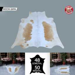 Elegant Medium Brown/White Cowhide Rug - Plush Hair-On Leather For Modern Interiors - thumbnail 2