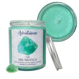 Aventurine Crystal Candle Cactus Flower & Jade Scent - Vegan Soy Wax - thumbnail 2