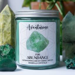 Aventurine Crystal Candle Cactus Flower & Jade Scent - Vegan Soy Wax - thumbnail 3