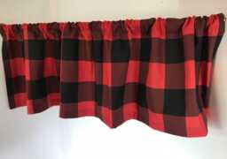 Red & Black Buffalo Check Valance, Custom Window Treatment