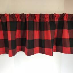 Red & Black Buffalo Check Valance, Custom Window Treatment - thumbnail 3