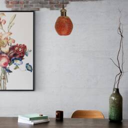 Handmade Ceramic Pendant Lamp Dotted Details Rustic Lampshade - thumbnail 2