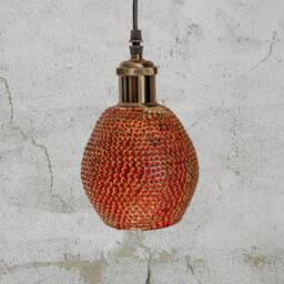 Handmade Ceramic Pendant Lamp Dotted Details Rustic Lampshade