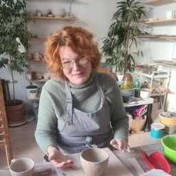 Handmade Ceramic Pendant Lamp Dotted Details Rustic Lampshade - thumbnail 4