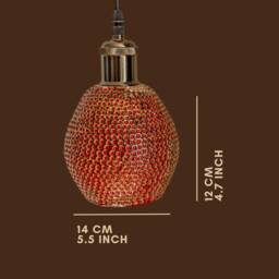 Handmade Ceramic Pendant Lamp Dotted Details Rustic Lampshade - thumbnail 3
