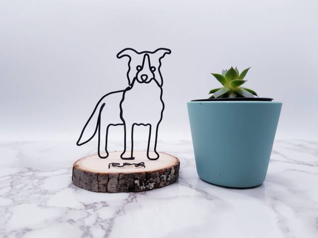 Personalized Border Collie Wire Sculpture, Pet Memorial Art - image 1