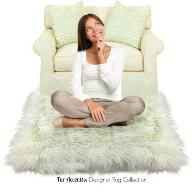 Faux Fur Sheepskin Rug - White Shag Throw Rug, Usa Made - image 1