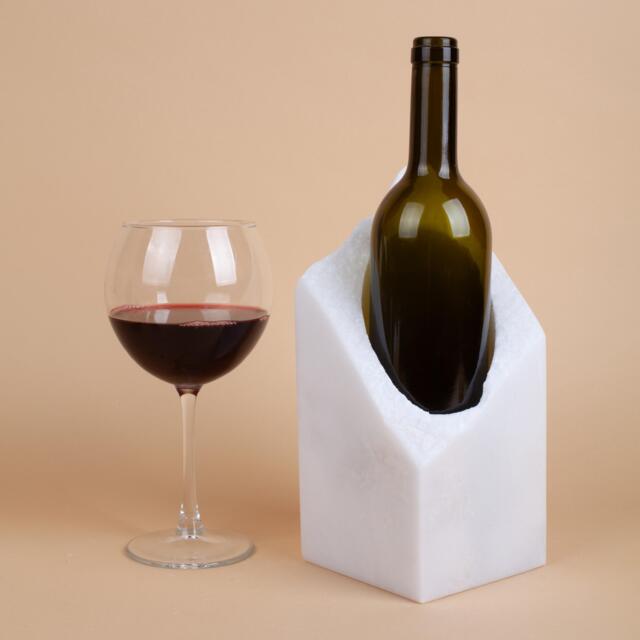 Handmade White Marble Wine Bottle Holder Unique Rack - image 1