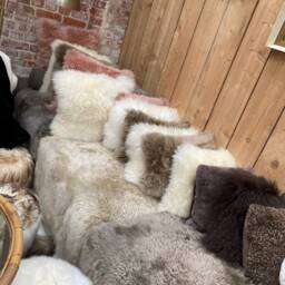 Sheepskin Cushion , Pillow . Ivory, Cream. Our Luxuriously Soft Sheepskin Cushions Are Fabulous - thumbnail 3
