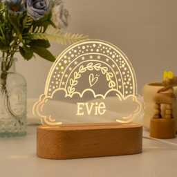 Personalized Rainbow Night Light, Personalized Light, Baby Gift Birth, Baby Shower Gift, Custom Kid Light, Bedroom Lamp, Girl - thumbnail 3