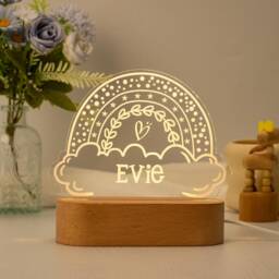 Personalized Rainbow Night Light, Personalized Light, Baby Gift Birth, Baby Shower Gift, Custom Kid Light, Bedroom Lamp, Girl - thumbnail 1