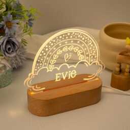 Personalized Rainbow Night Light, Personalized Light, Baby Gift Birth, Baby Shower Gift, Custom Kid Light, Bedroom Lamp, Girl - thumbnail 2