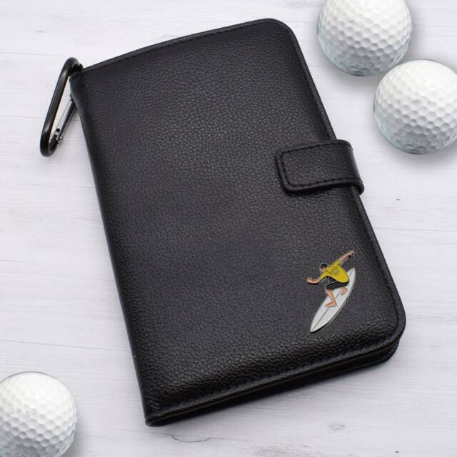 Surfer Design - Personalised Leatherette Golf Organiser Complete With Divot Repairer, Marker, Tees, Scorecard & Pencils - image 1