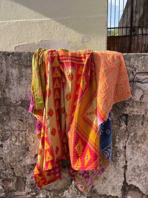 Eco-Friendly Vintage Cotton Kantha Quilt Reversible Bed Cover - image 1