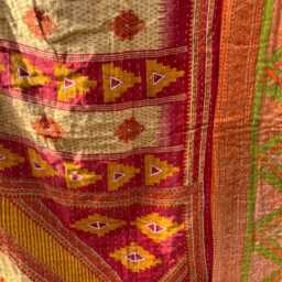 Eco-Friendly Vintage Cotton Kantha Quilt Reversible Bed Cover - thumbnail 2