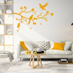 Branch Wall Tree Sticker Vinyl Decal - Bird Kids Room Decals Girls Nursery Birds Flower Baby Art Mural Leaves Decor Girl Removable - thumbnail 1