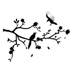 Branch Wall Tree Sticker Vinyl Decal - Bird Kids Room Decals Girls Nursery Birds Flower Baby Art Mural Leaves Decor Girl Removable - thumbnail 2