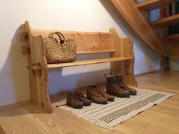 Rustic Wooden Bench, Shoe Children's Rustic Larch Wood, Country House Style, Self-Made Unique Piece