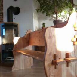 Rustic Wooden Bench, Shoe Children's Rustic Larch Wood, Country House Style, Self-Made Unique Piece - thumbnail 3