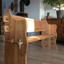 Rustic Wooden Bench, Shoe Children's Rustic Larch Wood, Country House Style, Self-Made Unique Piece - thumbnail 2