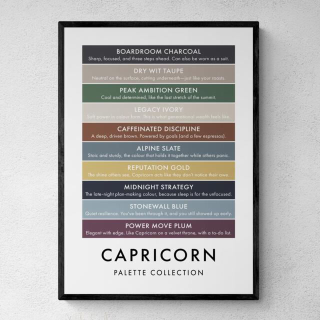 Capricorn Zodiac Sign Funny Colour Palette Print, Astrology Gift, Poster Wall Art - image 1