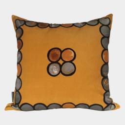 Ombr?? Circle Velvet Cushion, Ochre
