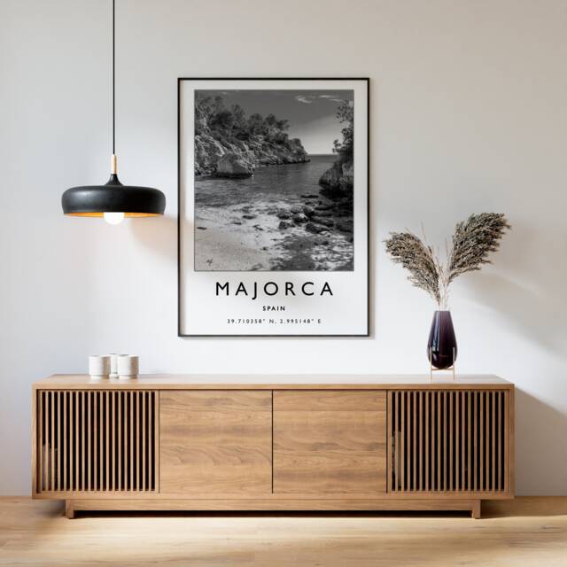 Majorca Black & White Travel Poster Spain Art Print - image 1