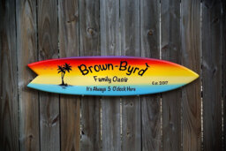 Surfboard Wall Decor For Pool Deck, Tiki Bar Personalized Family Name Sign. Beach House Decoration Outdoor, Gift Christmas - thumbnail 1