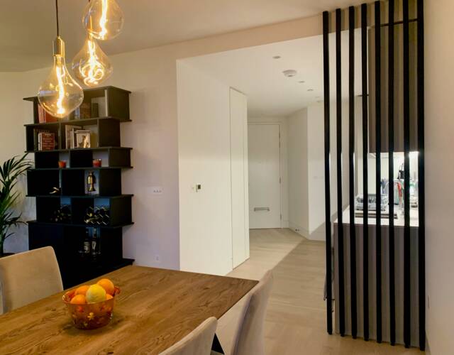 Painted Wooden Wall Partition - Room Divider Floor To Ceiling Slats The Bannister - image 1