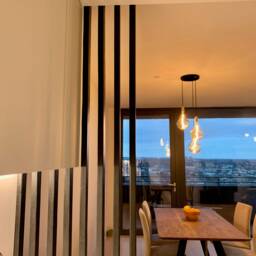 Painted Wooden Wall Partition - Room Divider Floor To Ceiling Slats The Bannister - thumbnail 2