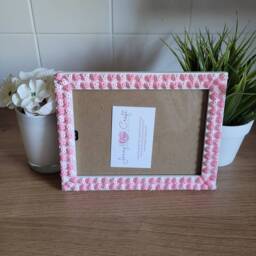 Pink Heart Shaped Acrylic Cabochon Photo Frame 5 X 7 Inches - thumbnail 2