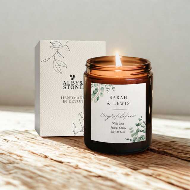 Personalised Candle - Wedding, Engagement, Or Anniversary 100% Eco Wax Hand-Poured in Devon - image 1