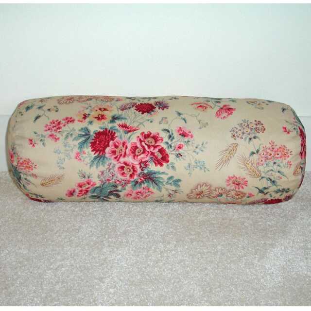 Vintage Roses Bolster Pillow Cover Neck Roll 6x16 Red Pink Old English Rose Beige Cylinder Round Floral Throw Cushion Sham Case 16x6 16 - image 1