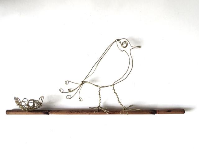Bird Nest Metal Wire Sculpture Ooak/Wall Decor - image 1