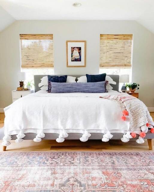 Super Soft Pom Blanket - Handmade Tassel Throw Moroccan Organic Bedroom Cozy Gift - image 1